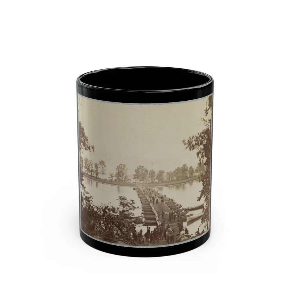 Army Of The James, Pontoon Bridges Across James River At Deep Bottom And Varina 001 (U.S. Civil War) Black Coffee Mug-11oz-Go Mug Yourself