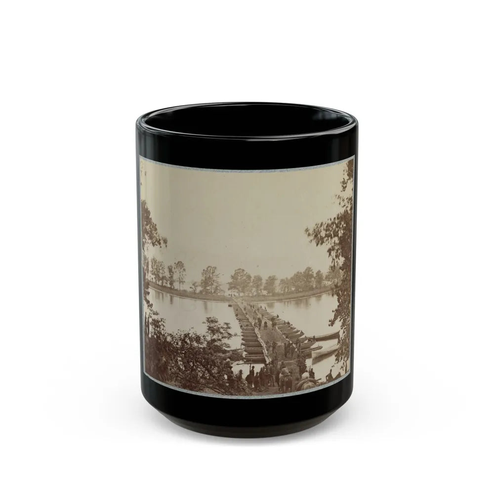 Army Of The James, Pontoon Bridges Across James River At Deep Bottom And Varina 001 (U.S. Civil War) Black Coffee Mug-15oz-Go Mug Yourself