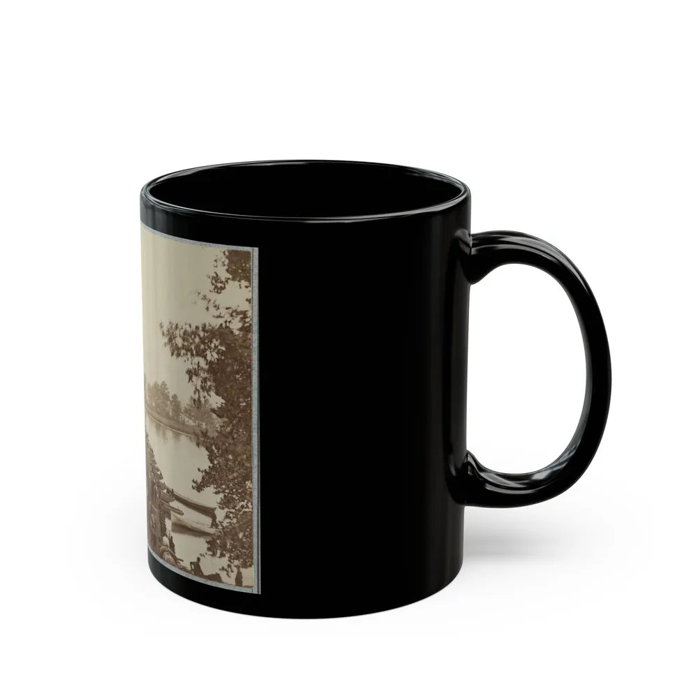 Army Of The James, Pontoon Bridges Across James River At Deep Bottom And Varina 001 (U.S. Civil War) Black Coffee Mug-Go Mug Yourself