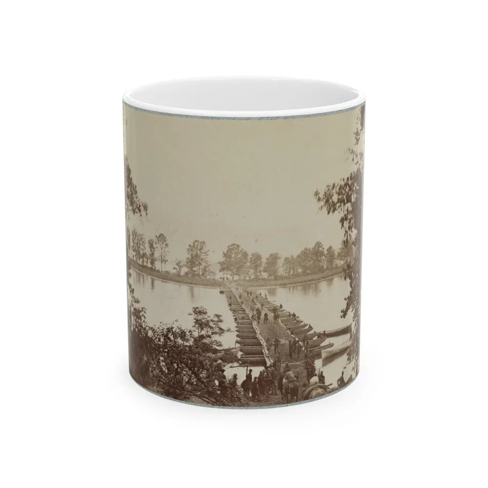 Army Of The James, Pontoon Bridges Across James River At Deep Bottom And Varina 001 (U.S. Civil War) White Coffee Mug-11oz-Go Mug Yourself