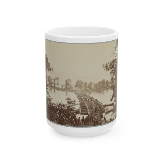 Army Of The James, Pontoon Bridges Across James River At Deep Bottom And Varina 001 (U.S. Civil War) White Coffee Mug-15oz-Go Mug Yourself