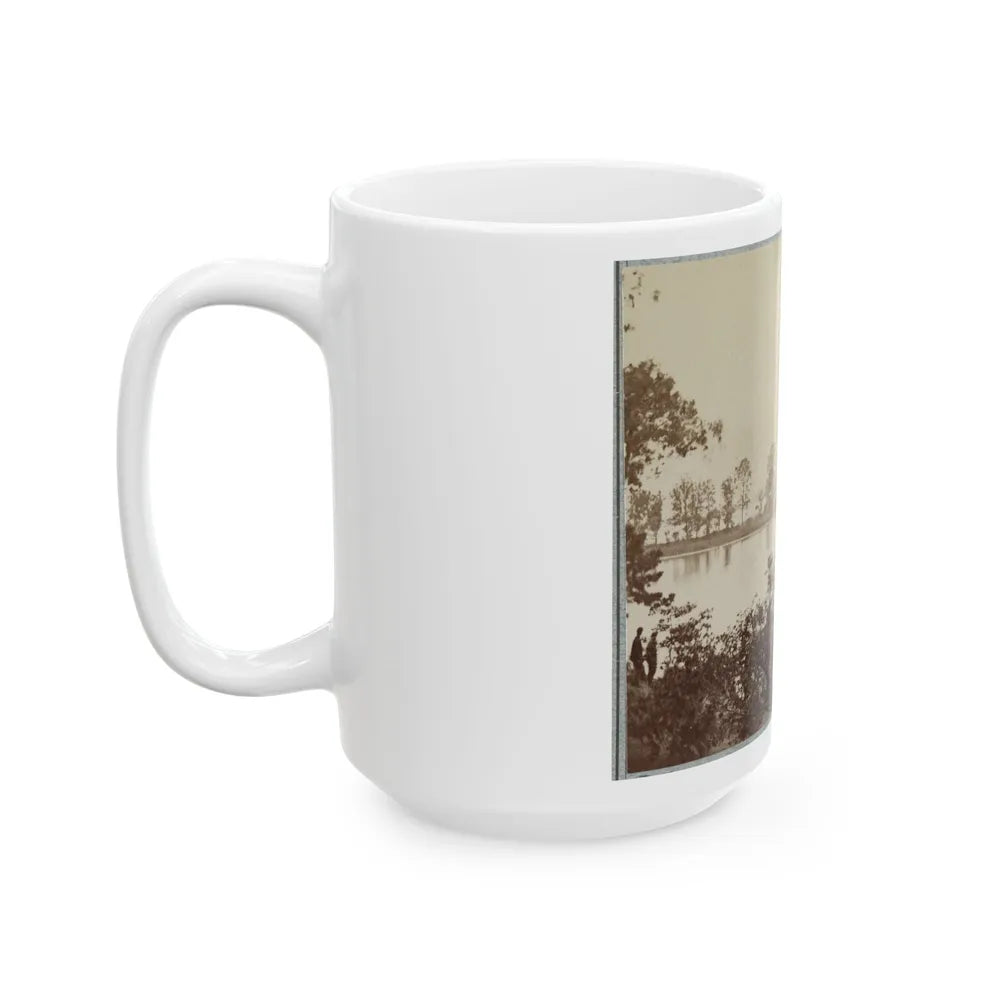 Army Of The James, Pontoon Bridges Across James River At Deep Bottom And Varina 001 (U.S. Civil War) White Coffee Mug-Go Mug Yourself