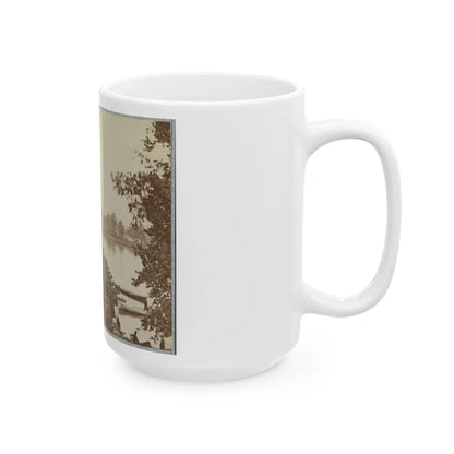 Army Of The James, Pontoon Bridges Across James River At Deep Bottom And Varina 001 (U.S. Civil War) White Coffee Mug-Go Mug Yourself