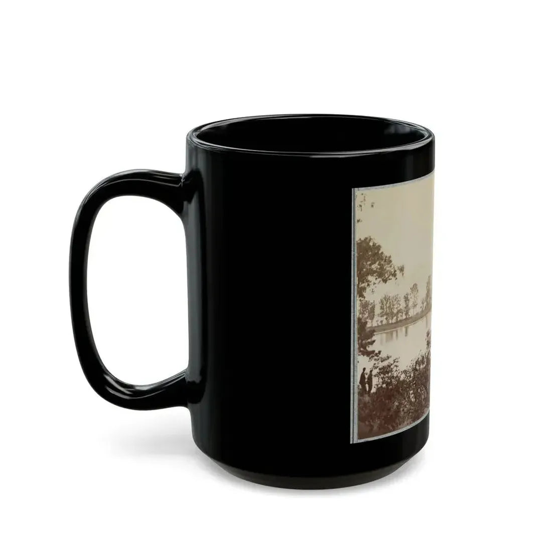 Army Of The James, Pontoon Bridges Across James River At Deep Bottom And Varina 001 (U.S. Civil War) Black Coffee Mug - Go Mug Yourself