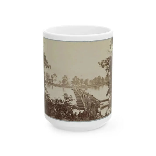 Army Of The James, Pontoon Bridges Across James River At Deep Bottom And Varina 001 (U.S. Civil War) White Coffee Mug 15oz - Go Mug Yourself