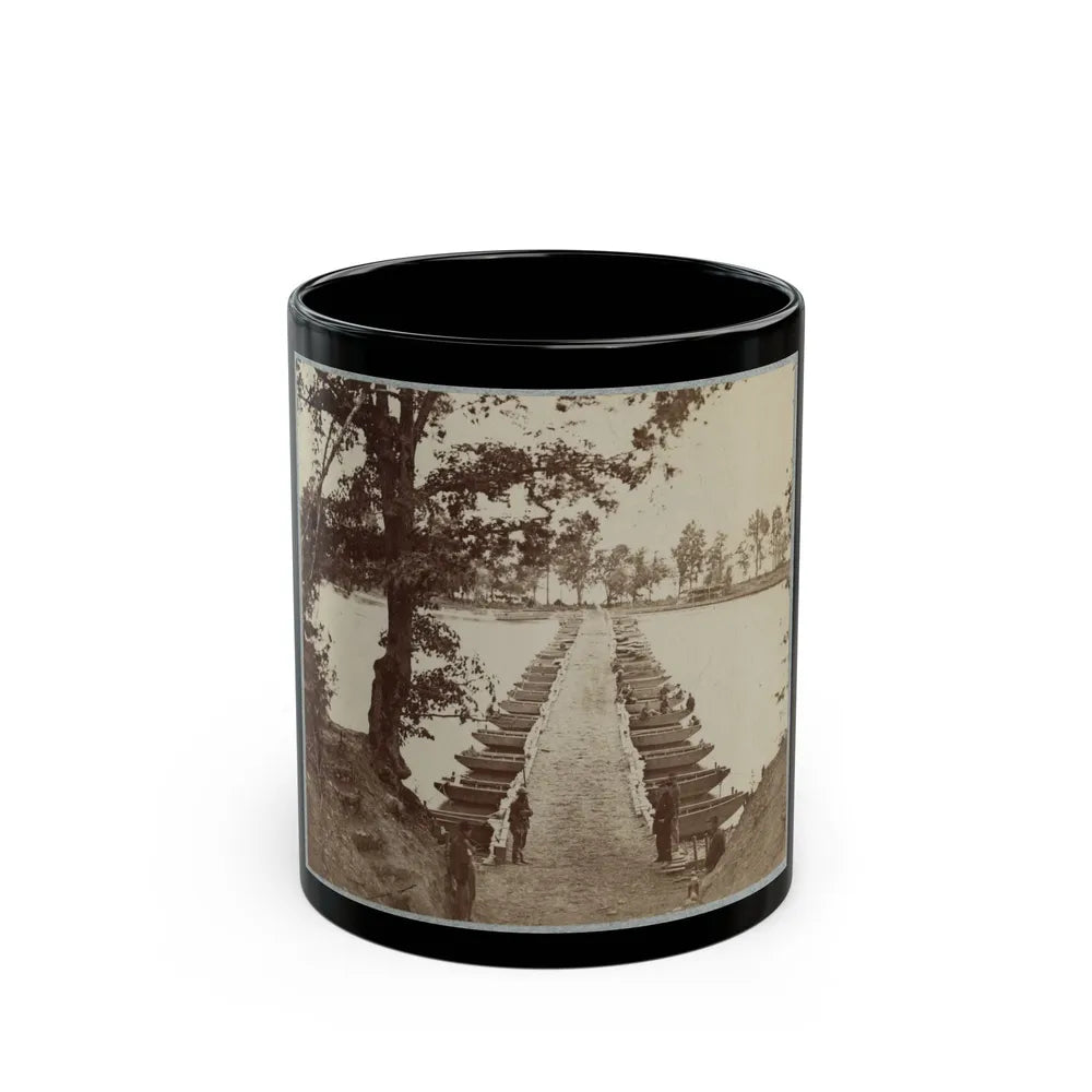 Army Of The James, Pontoon Bridges Across James River At Deep Bottom And Varina 002 (1) (U.S. Civil War) Black Coffee Mug-11oz-Go Mug Yourself