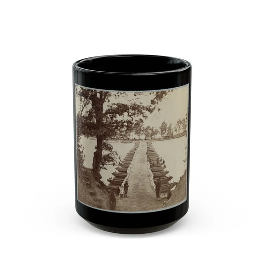 Army Of The James, Pontoon Bridges Across James River At Deep Bottom And Varina 002 (1) (U.S. Civil War) Black Coffee Mug-15oz-Go Mug Yourself