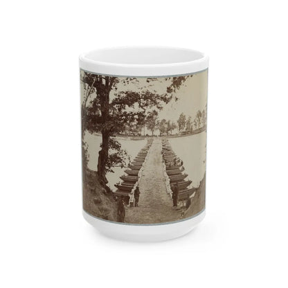 Army Of The James, Pontoon Bridges Across James River At Deep Bottom And Varina 002 (1) (U.S. Civil War) White Coffee Mug-15oz-Go Mug Yourself