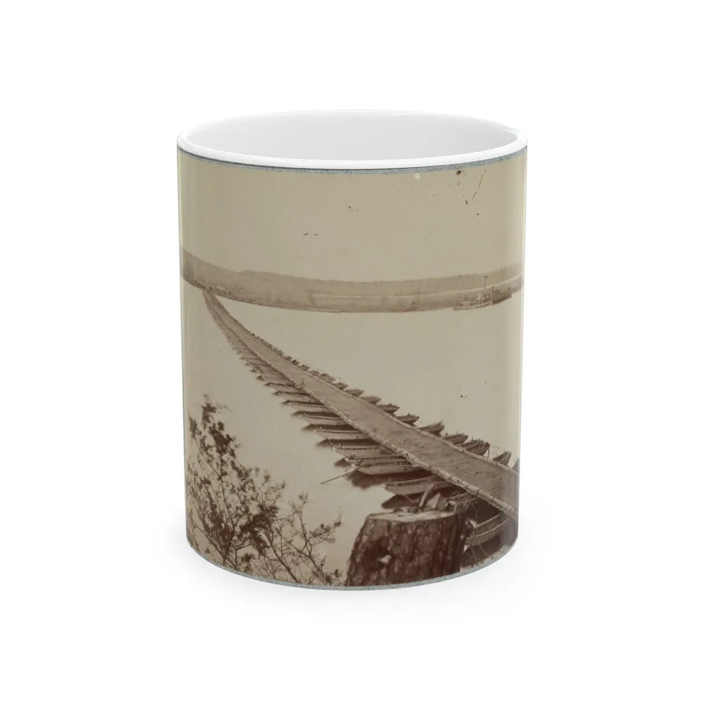 Army Of The James, Pontoon Bridges Across James River At Deep Bottom And Varina (U.S. Civil War) White Coffee Mug-11oz-Go Mug Yourself