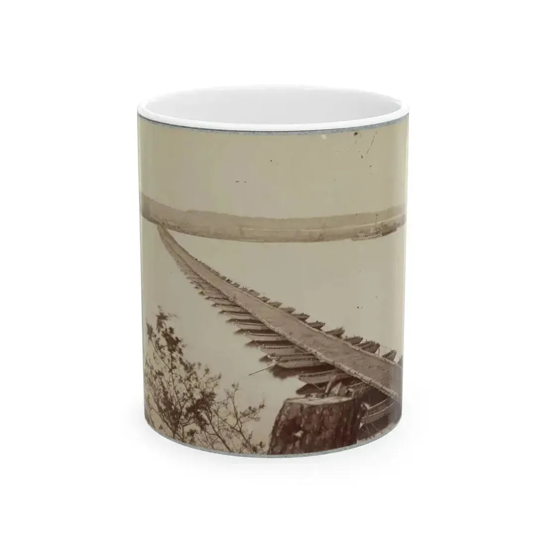 Army Of The James, Pontoon Bridges Across James River At Deep Bottom And Varina (U.S. Civil War) White Coffee Mug 11oz - Go Mug Yourself
