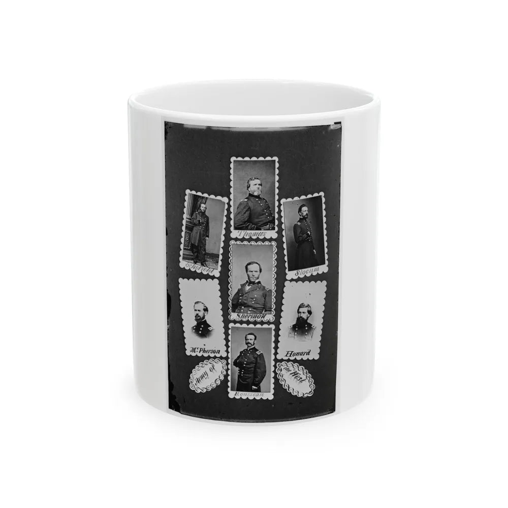 Army Of The West Schofield, Thomas, Slocum, Mcpherson, Sherman, Howard, And Rousseau(2) (U.S. Civil War) White Coffee Mug-11oz-Go Mug Yourself