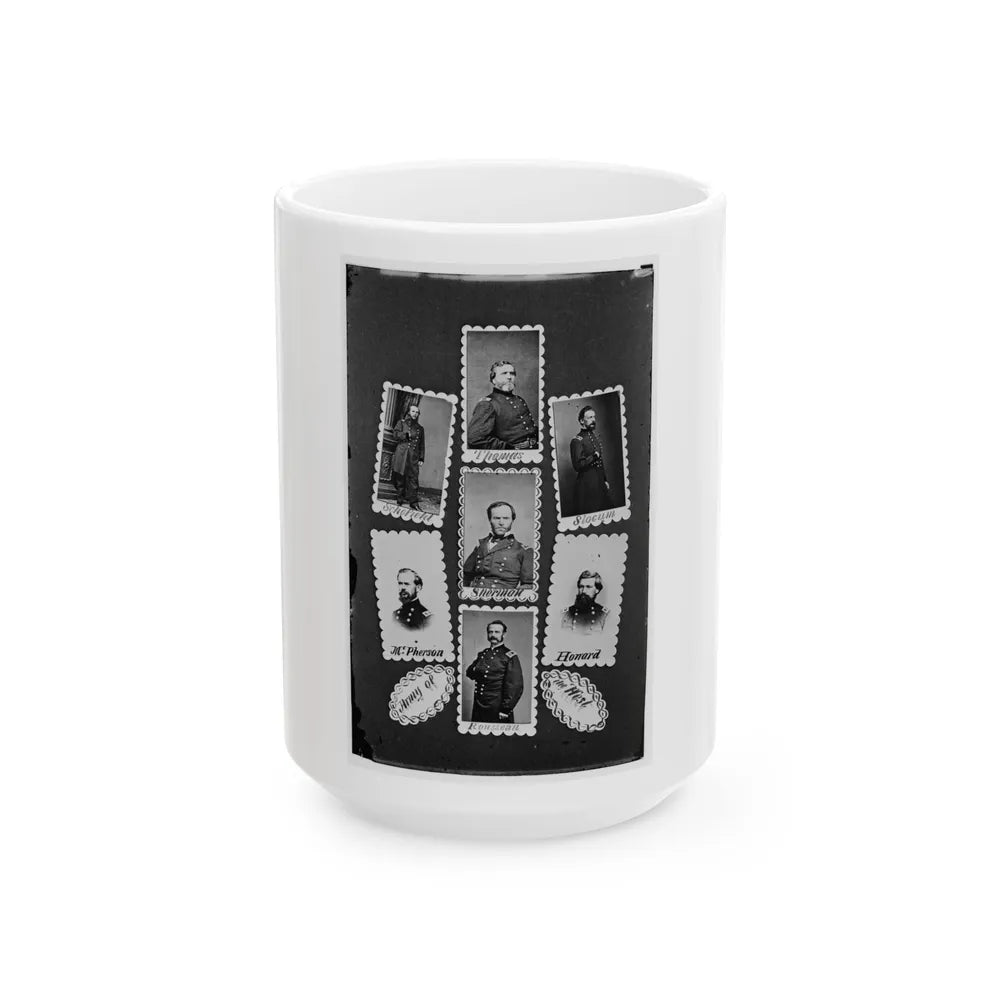 Army Of The West Schofield, Thomas, Slocum, Mcpherson, Sherman, Howard, And Rousseau(2) (U.S. Civil War) White Coffee Mug-15oz-Go Mug Yourself