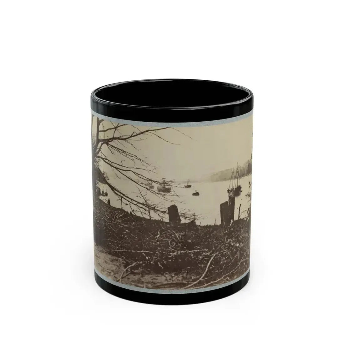 Army Transports In James River, Va. Near Deep Bottom (U.S. Civil War) Black Coffee Mug 11oz - Go Mug Yourself