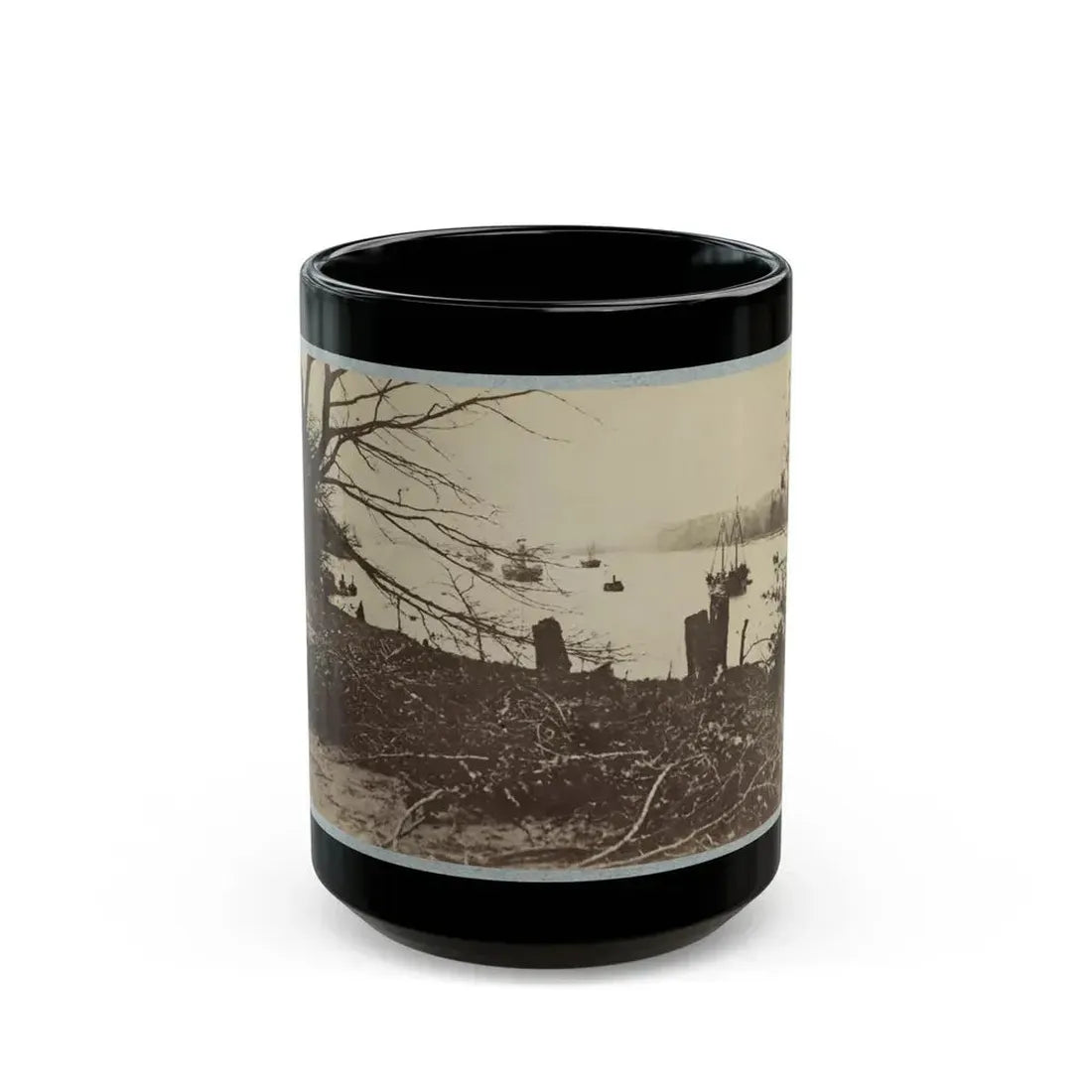 Army Transports In James River, Va. Near Deep Bottom (U.S. Civil War) Black Coffee Mug 15oz - Go Mug Yourself