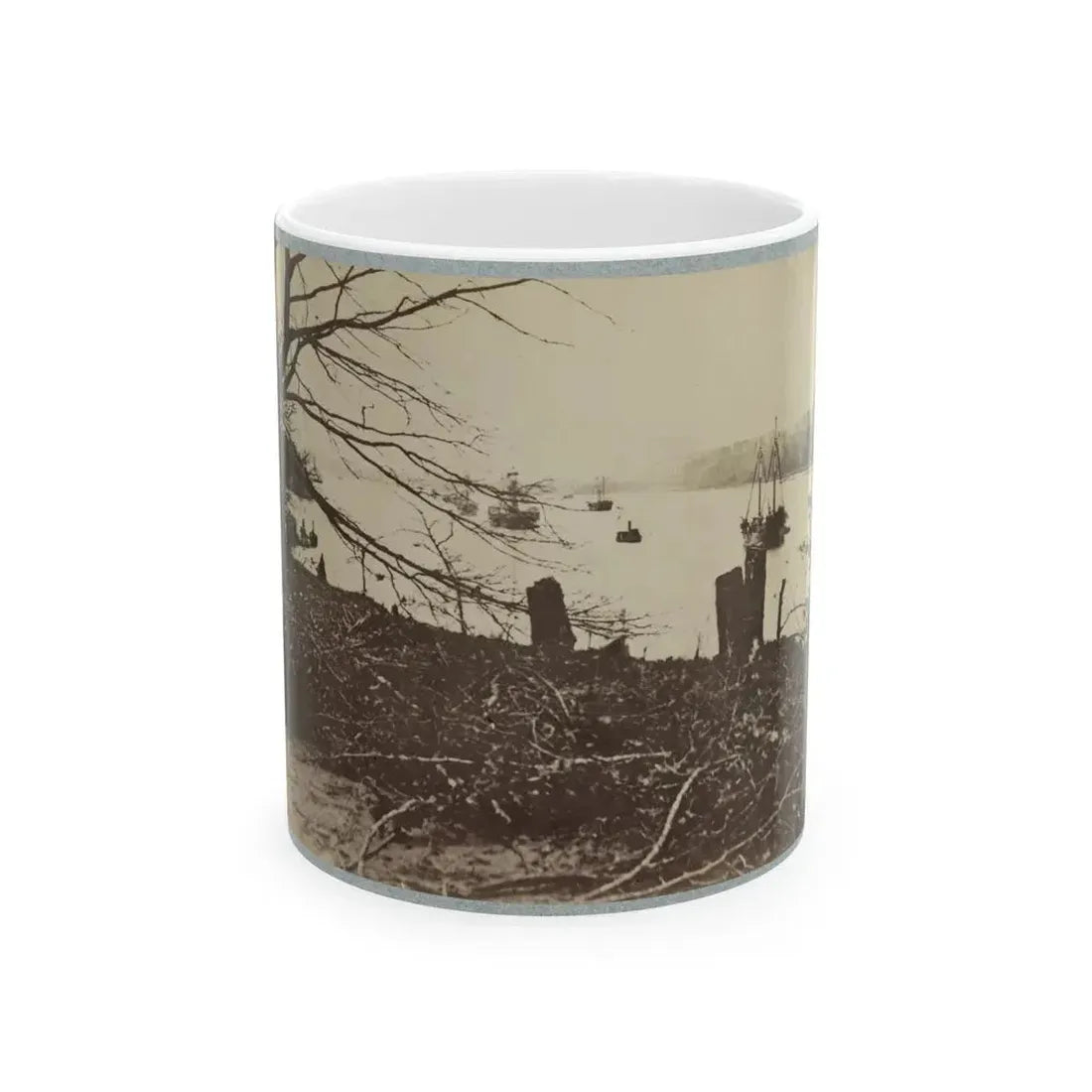 Army Transports In James River, Va. Near Deep Bottom (U.S. Civil War) White Coffee Mug 11oz - Go Mug Yourself