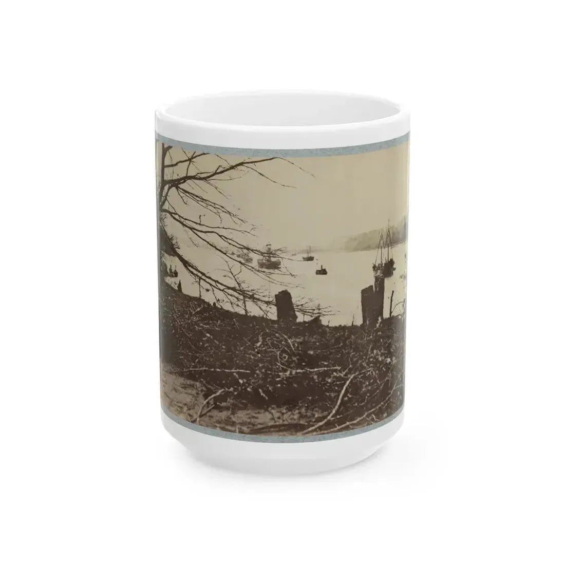 Army Transports In James River, Va. Near Deep Bottom (U.S. Civil War) White Coffee Mug 15oz - Go Mug Yourself
