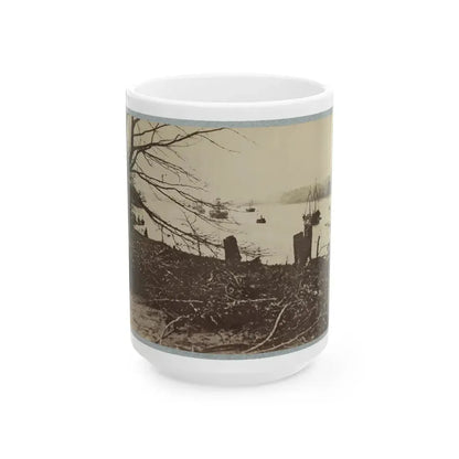 Army Transports In James River, Va. Near Deep Bottom (U.S. Civil War) White Coffee Mug 15oz - Go Mug Yourself