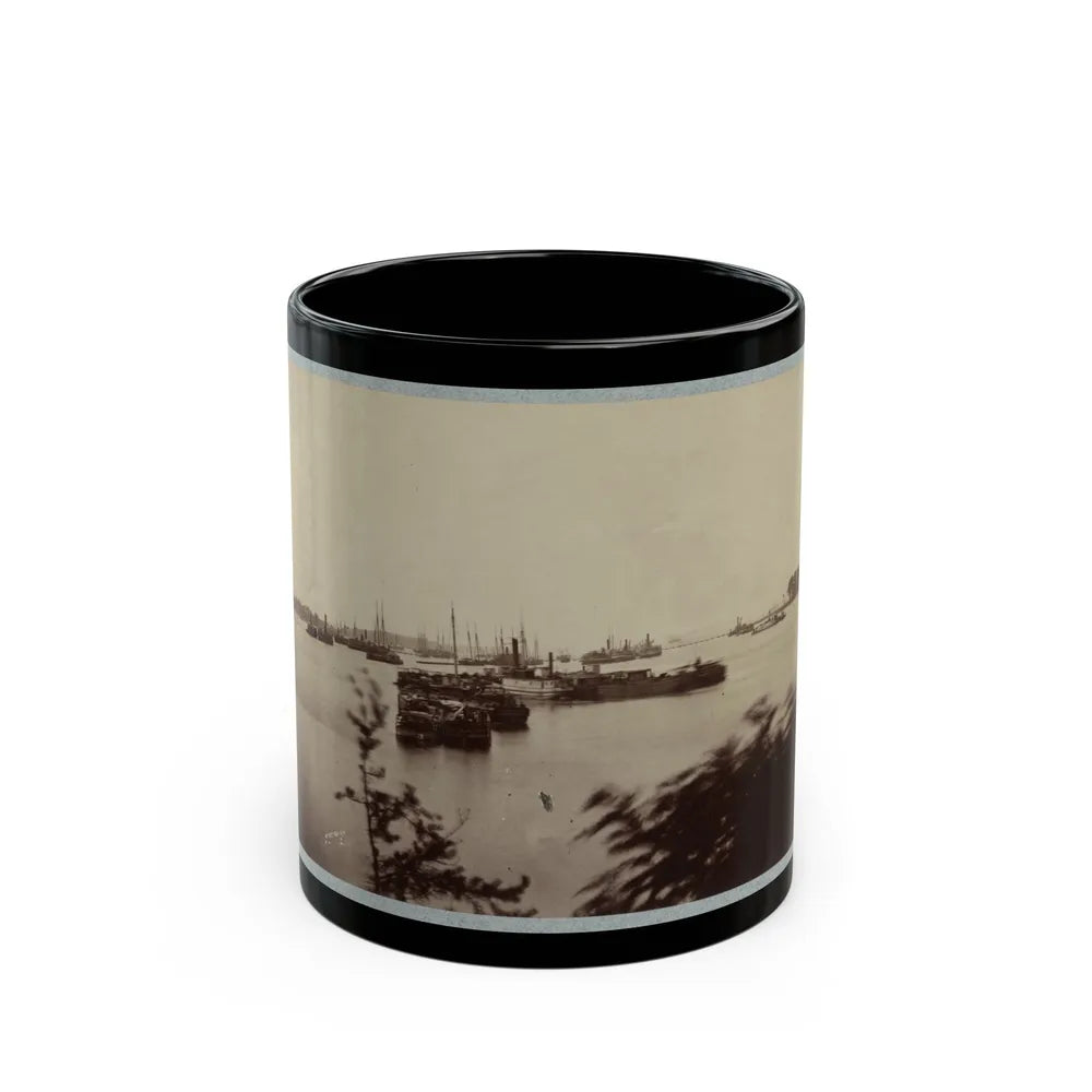 Army Transports In James River, Va. Near Deep Bottom 001 (U.S. Civil War) Black Coffee Mug-11oz-Go Mug Yourself