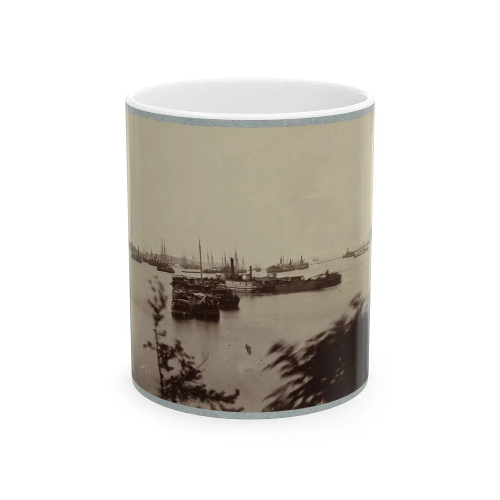 Army Transports In James River, Va. Near Deep Bottom 001 (U.S. Civil War) White Coffee Mug-11oz-Go Mug Yourself