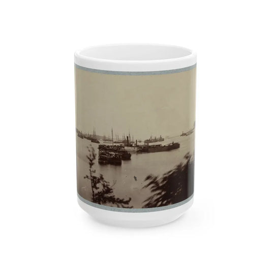 Army Transports In James River, Va. Near Deep Bottom 001 (U.S. Civil War) White Coffee Mug-15oz-Go Mug Yourself