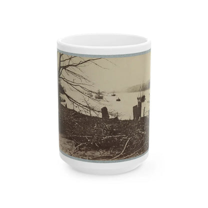 Army Transports In James River, Va. Near Deep Bottom (U.S. Civil War) White Coffee Mug-15oz-Go Mug Yourself