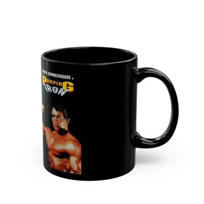 ARNOLD SCHWARZENEGGER IN PUMPING IRON RHINO HOME VIDEO (VHS COVER) - Black Coffee Mug - Go Mug Yourself