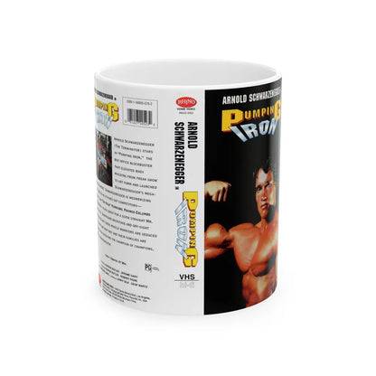 ARNOLD SCHWARZENEGGER IN PUMPING IRON RHINO HOME VIDEO (VHS COVER) - White Coffee Mug-11oz-Go Mug Yourself