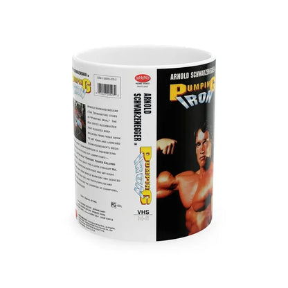 ARNOLD SCHWARZENEGGER IN PUMPING IRON RHINO HOME VIDEO (VHS COVER) - White Coffee Mug 11oz - Go Mug Yourself