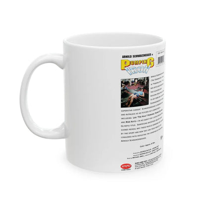 ARNOLD SCHWARZENEGGER IN PUMPING IRON RHINO HOME VIDEO (VHS COVER) - White Coffee Mug-Go Mug Yourself