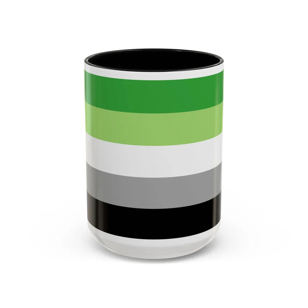 Aromantic Pride Flag - Accent Coffee Mug-15oz-Black-Go Mug Yourself