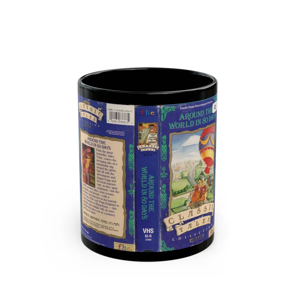 AROUND THE WORLD IN 80 DAYS CARTOON CLASSIC TALES COLLECTION FAMILY HOME ENTERTAINMENT FHE (VHS COVER) - Black Coffee Mug-11oz-Go Mug Yourself