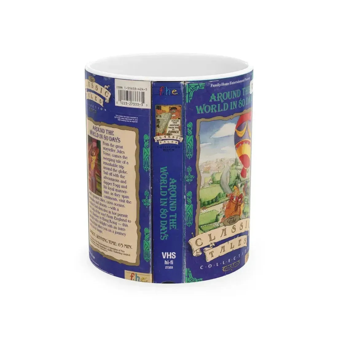 AROUND THE WORLD IN 80 DAYS CARTOON CLASSIC TALES COLLECTION FAMILY HOME ENTERTAINMENT FHE (VHS COVER) - White Coffee Mug 11oz - Go Mug Yourself