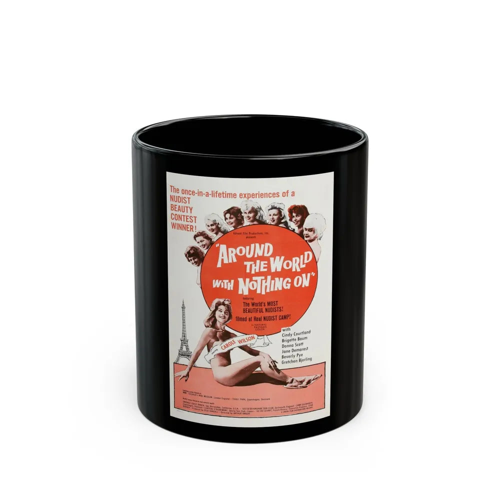 AROUND THE WORLD WITH NOTHING ON 1963 Movie Poster - Black Coffee Mug-11oz-Go Mug Yourself