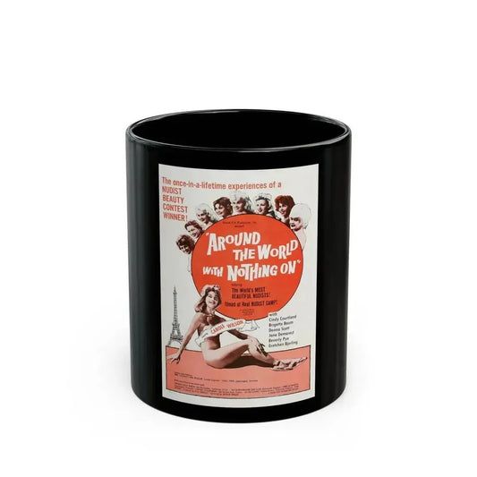 AROUND THE WORLD WITH NOTHING ON 1963 Movie Poster - Black Coffee Mug 11oz - Go Mug Yourself