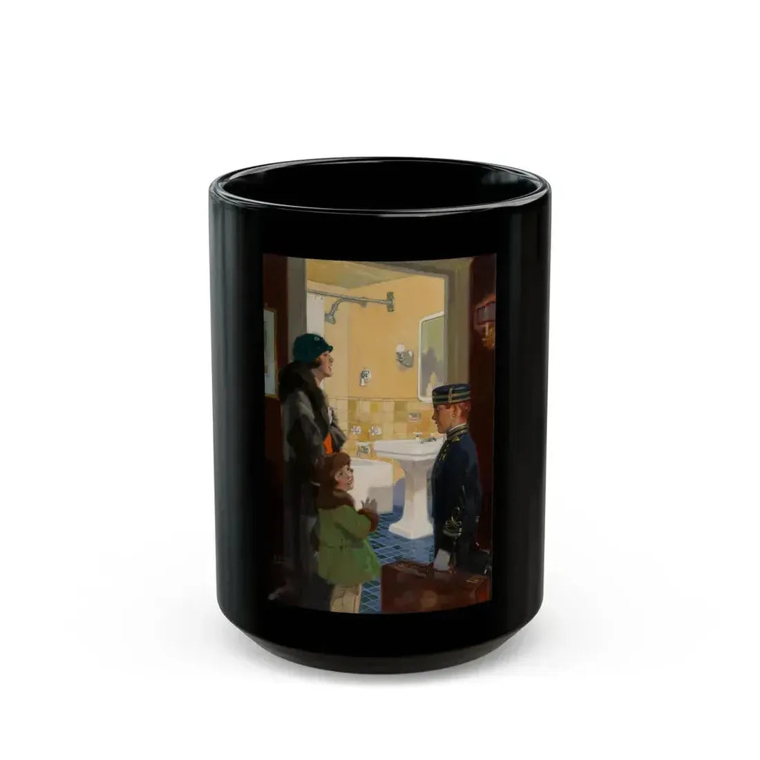 Arriving at the Hotel - Black Coffee Mug 15oz - Go Mug Yourself