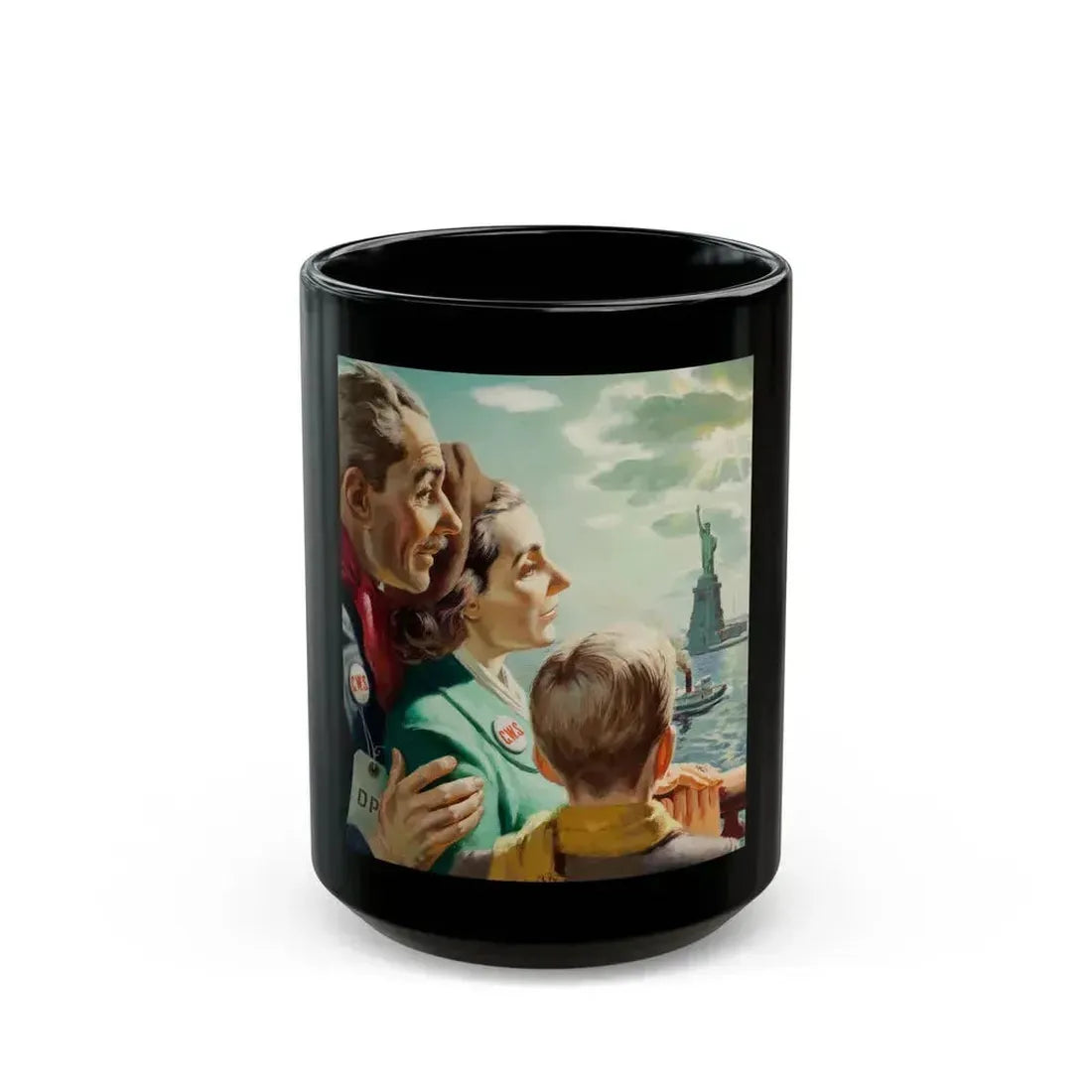 Arriving in America - Black Coffee Mug 15oz - Go Mug Yourself