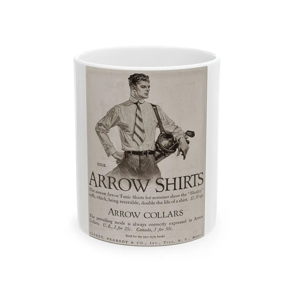 Arrow Collars Magazine Ad, The Saturday Evening Post, June 7, 1913 - White Coffee Mug-11oz-Go Mug Yourself