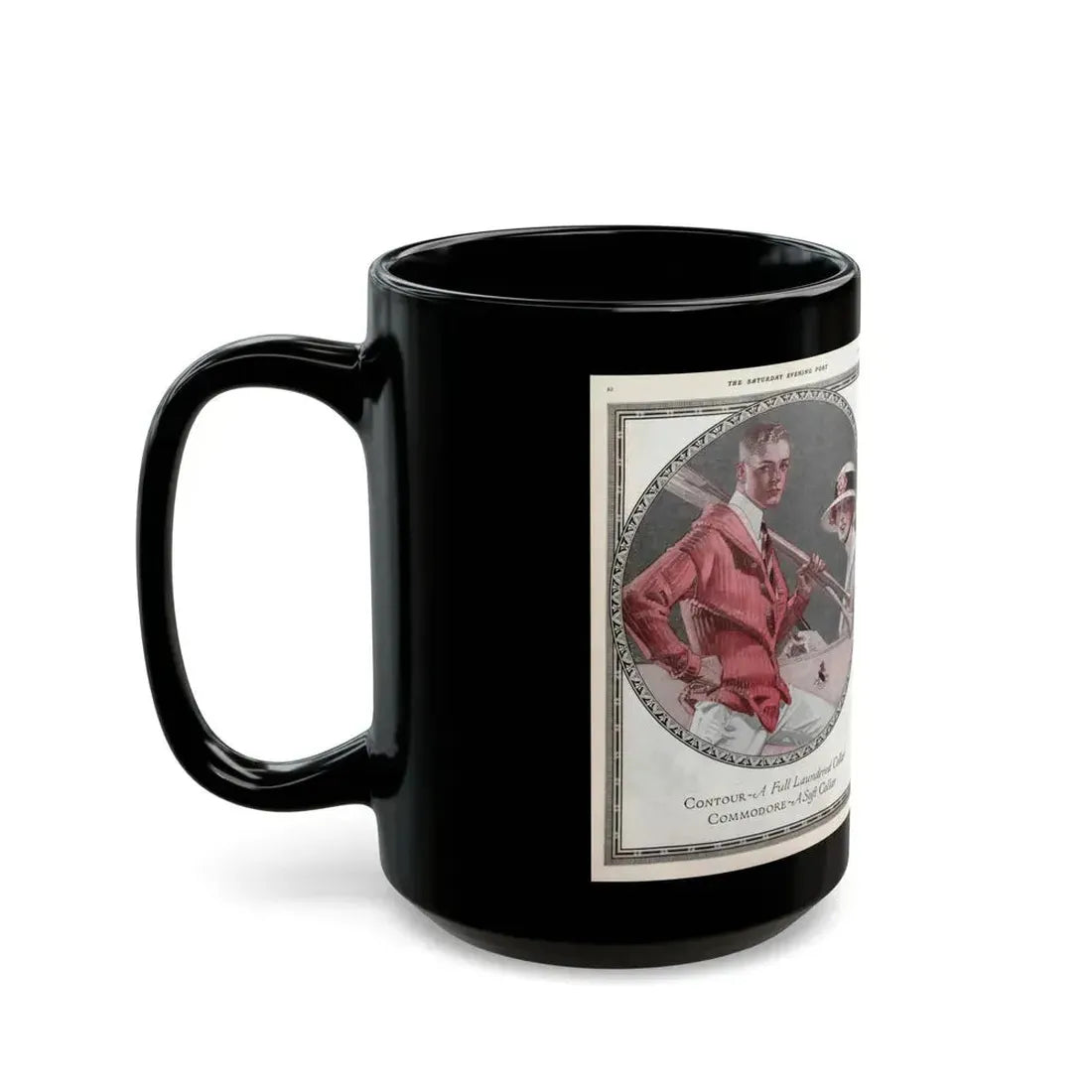 Arrow Collars Magazine Ad, The Saturday Evening Post, June 9, 1917 - Black Coffee Mug - Go Mug Yourself