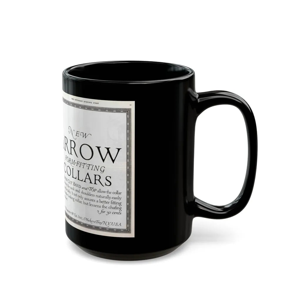 Arrow Collars Magazine Ad, The Saturday Evening Post, June 9, 1917 - Black Coffee Mug-Go Mug Yourself