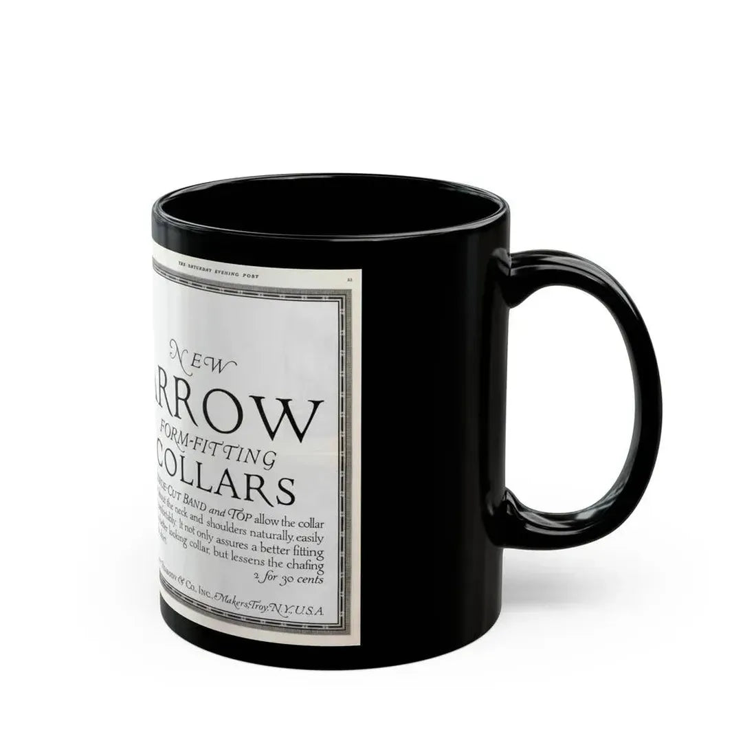 Arrow Collars Magazine Ad, The Saturday Evening Post, June 9, 1917 - Black Coffee Mug - Go Mug Yourself