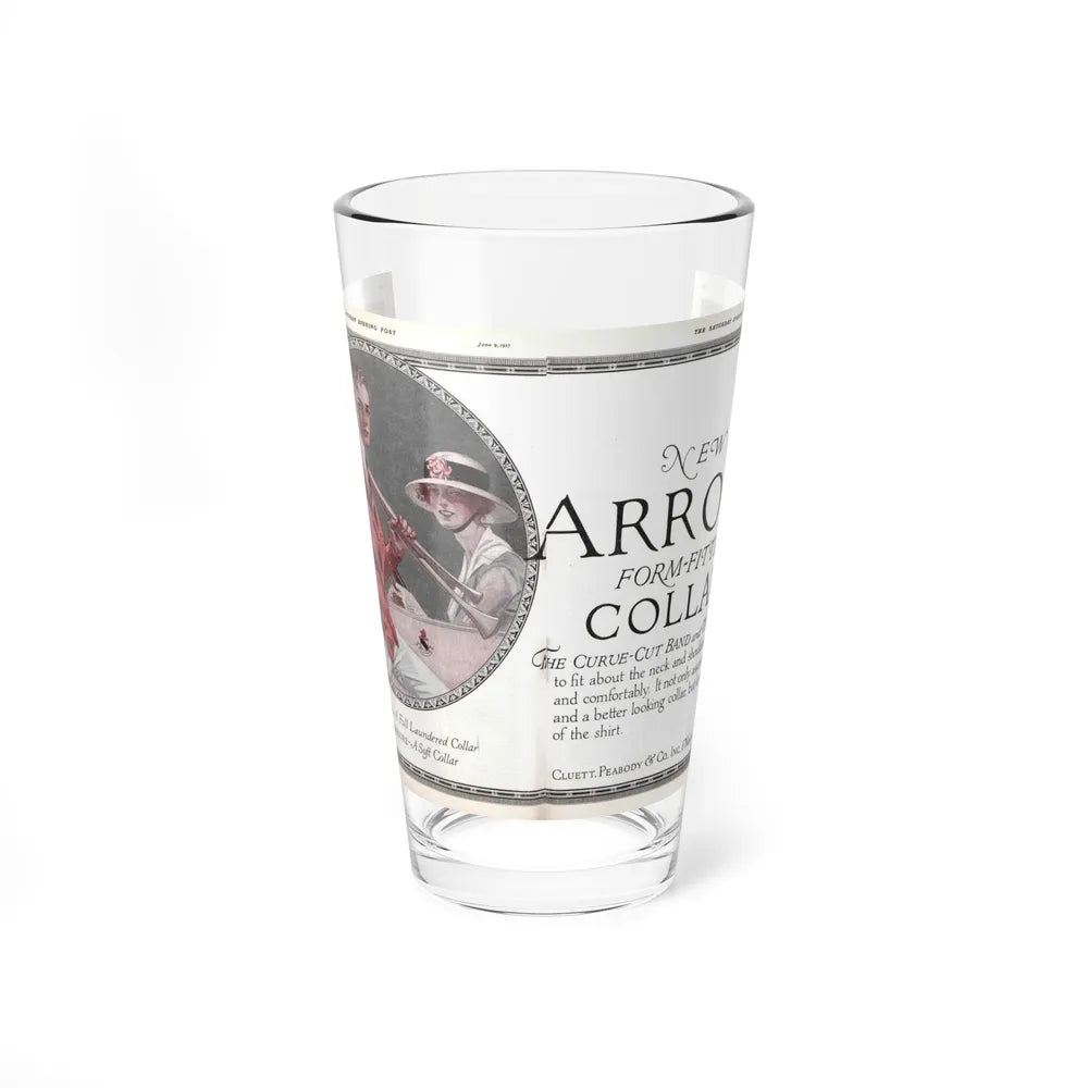 Arrow Collars Magazine Ad, The Saturday Evening Post, June 9, 1917 (Magazine Illustration) Pint Glass 16oz-16oz-Go Mug Yourself