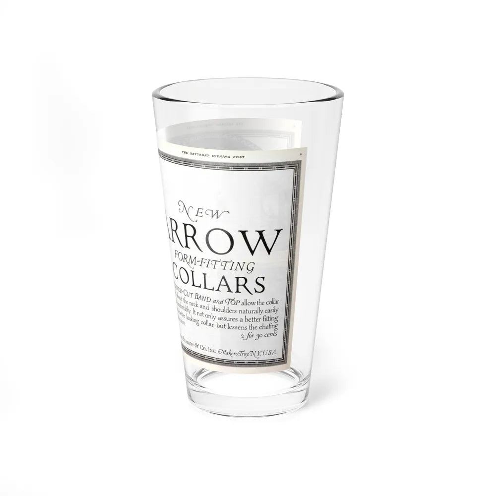 Arrow Collars Magazine Ad, The Saturday Evening Post, June 9, 1917 (Magazine Illustration) Pint Glass 16oz-Go Mug Yourself