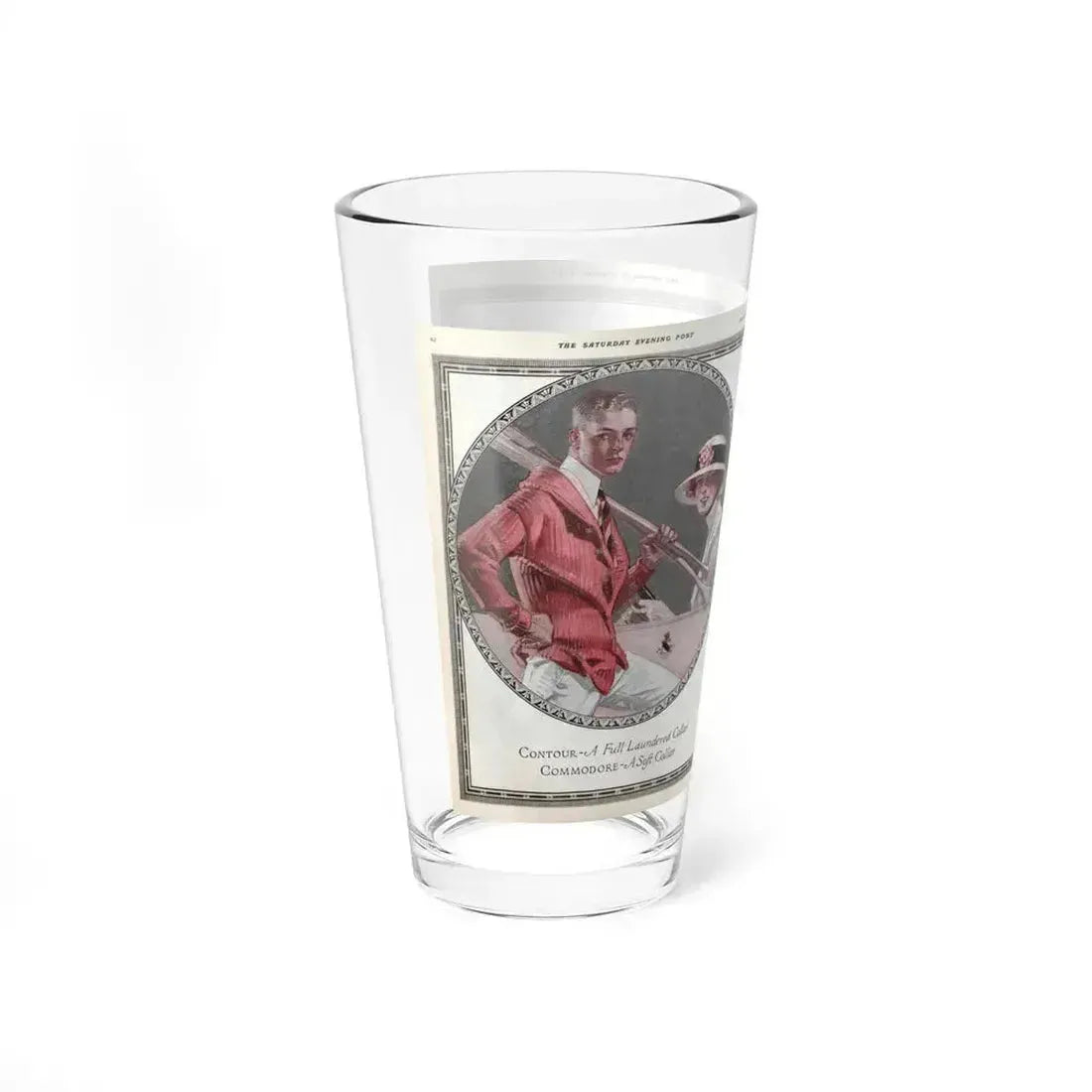 Arrow Collars Magazine Ad, The Saturday Evening Post, June 9, 1917 (Magazine Illustration) Pint Glass 16oz - Go Mug Yourself