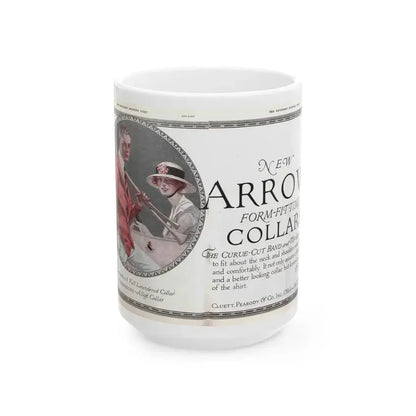 Arrow Collars Magazine Ad, The Saturday Evening Post, June 9, 1917 - White Coffee Mug 15oz - Go Mug Yourself