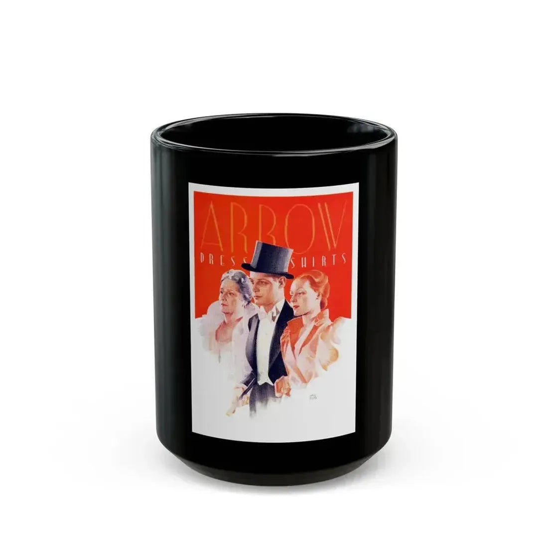 Arrow Dress Shirts advertisement - Black Coffee Mug 15oz - Go Mug Yourself