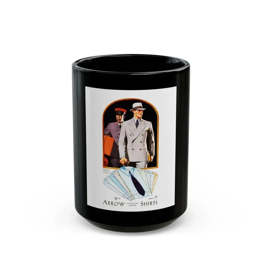 Arrow Shirts ad, Collier's, May 9, 1931 - Black Coffee Mug 15oz - Go Mug Yourself