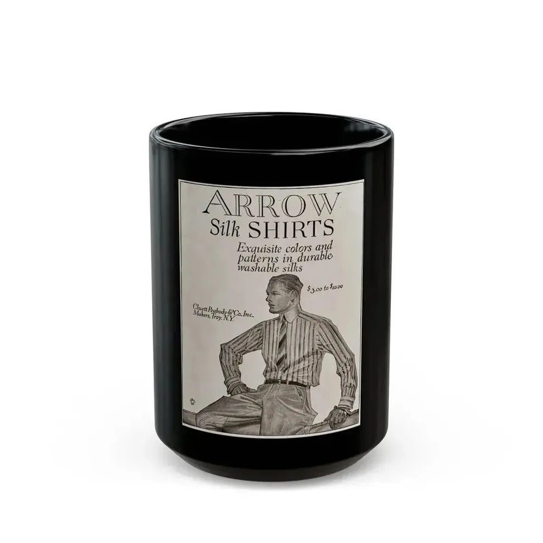 Arrow Silk Shirts (1914) - Black Coffee Mug 15oz - Go Mug Yourself