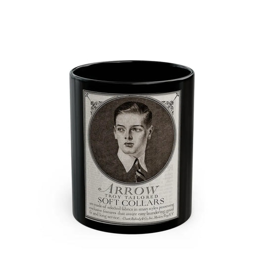 Arrow Troy Tailored Soft Collars ad, The Saturday Evening Post, July 26, 1919 - Black Coffee Mug-11oz-Go Mug Yourself