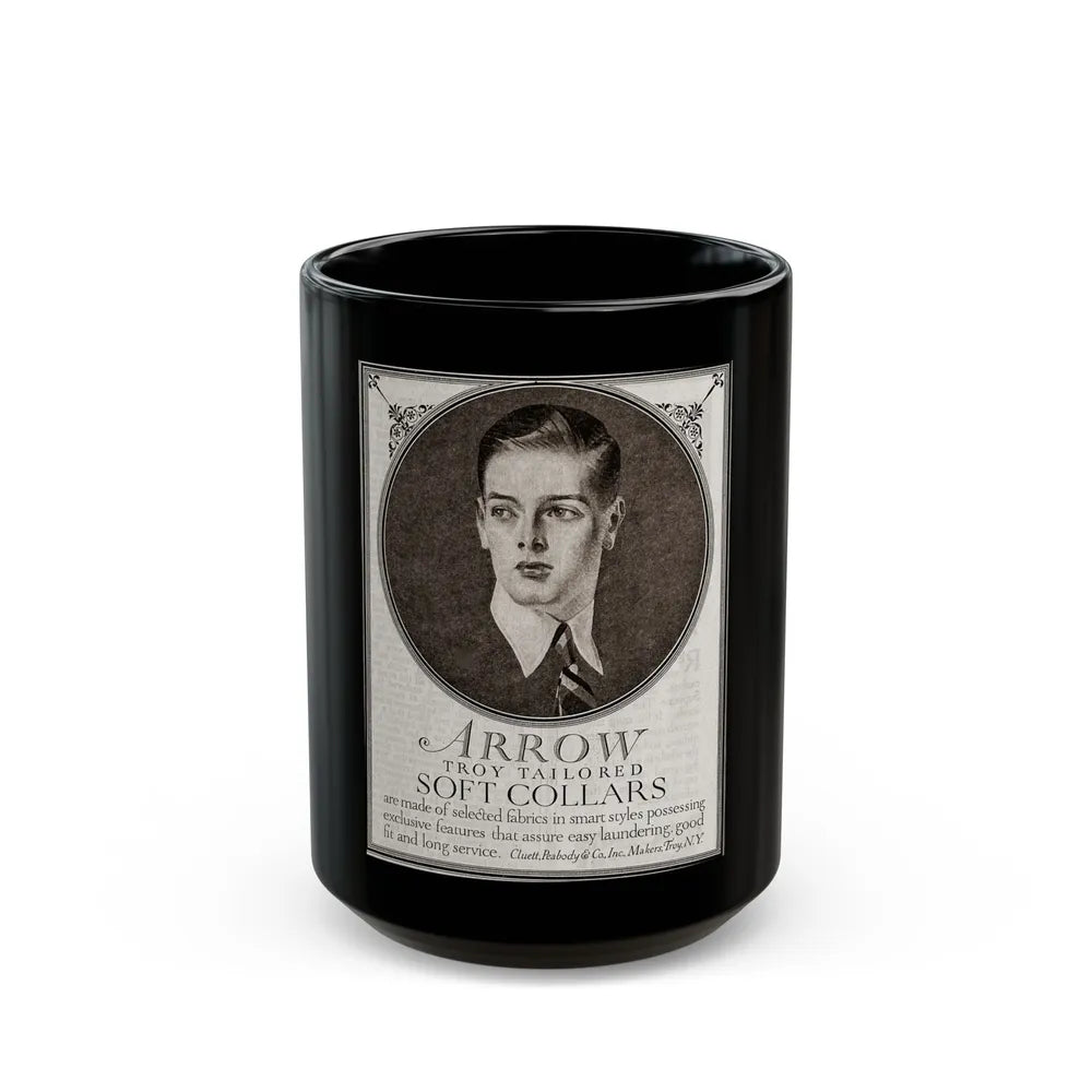 Arrow Troy Tailored Soft Collars ad, The Saturday Evening Post, July 26, 1919 - Black Coffee Mug-15oz-Go Mug Yourself