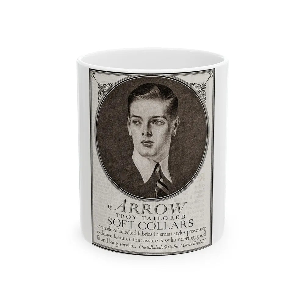 Arrow Troy Tailored Soft Collars ad, The Saturday Evening Post, July 26, 1919 - White Coffee Mug-11oz-Go Mug Yourself